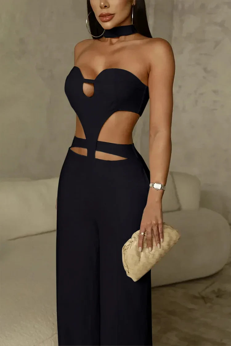 Malia - Cutout Wide Leg Irregular Jumpsuit