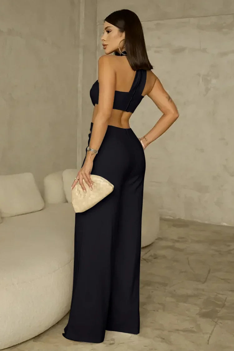 Malia - Cutout Wide Leg Irregular Jumpsuit