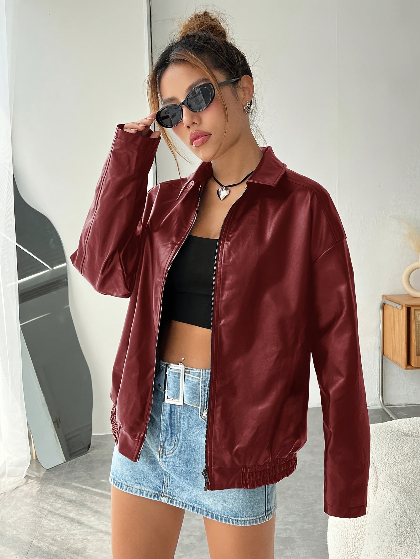 Anna - Genuine Leather Baggy Jacket