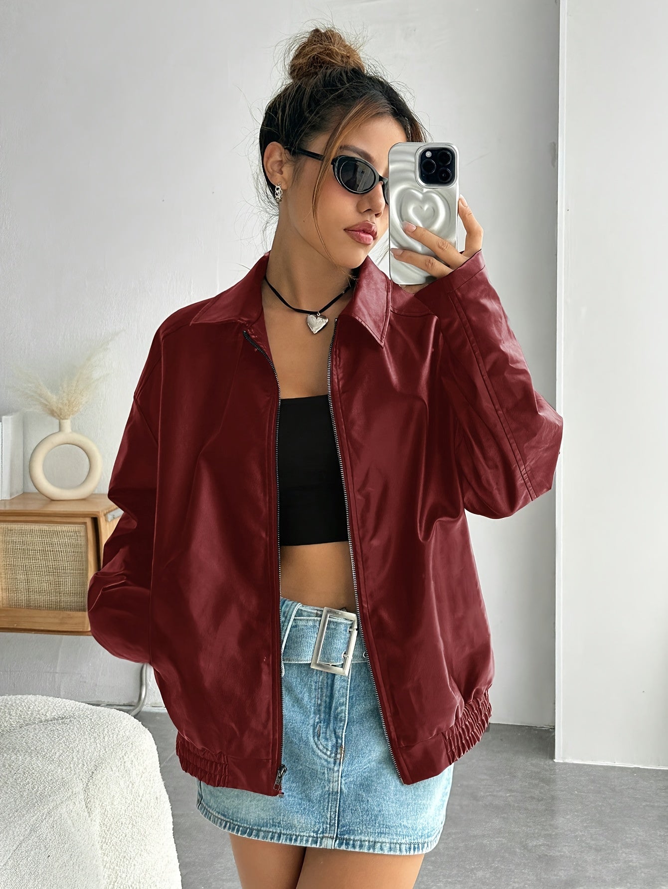 Anna - Genuine Leather Baggy Jacket