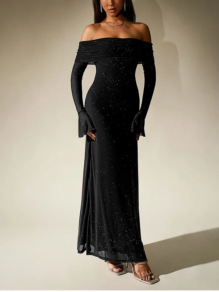 Ramona - Off Shoulder Sequin Long Dress