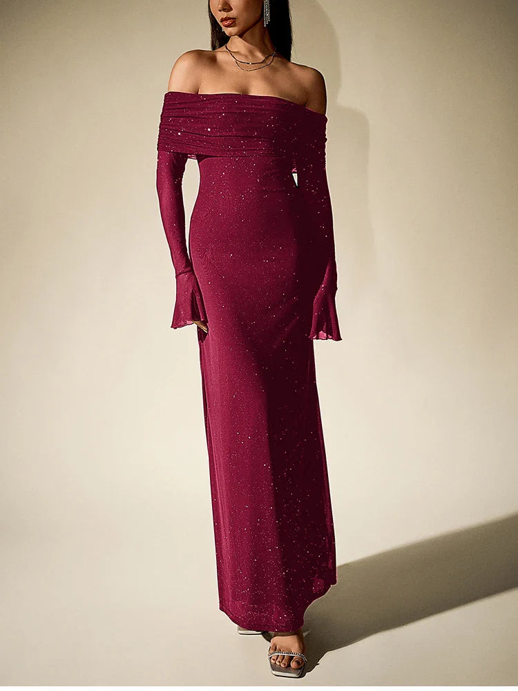 Ramona - Off Shoulder Sequin Long Dress