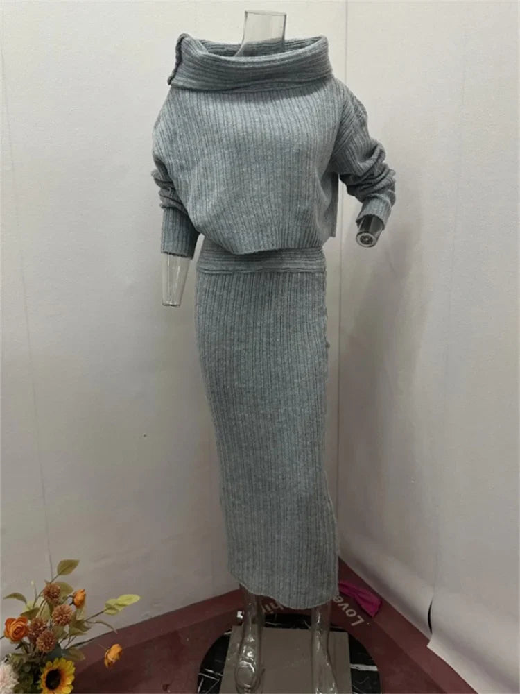 Anika - Off-Shoulder Sweater & Long Skirt Set