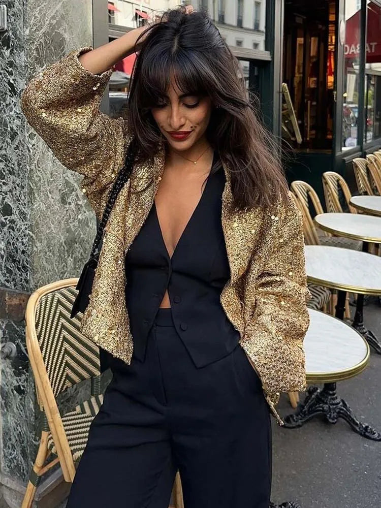 Olivia - Golden Sequin Jacket