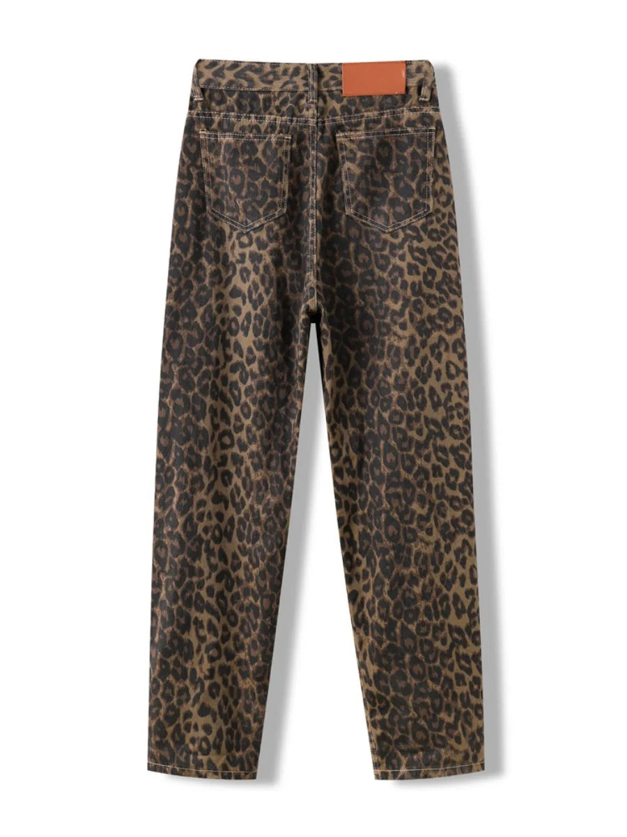 Norah - Wide-Leg Leopard Denim