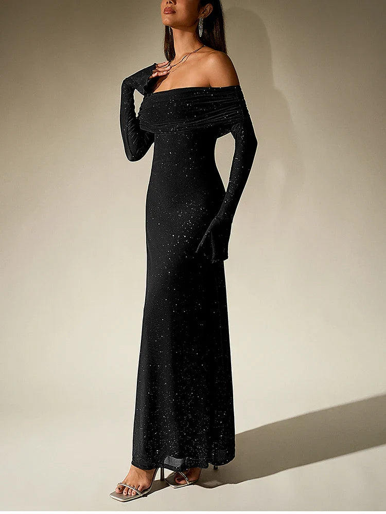 Ramona - Off Shoulder Sequin Long Dress