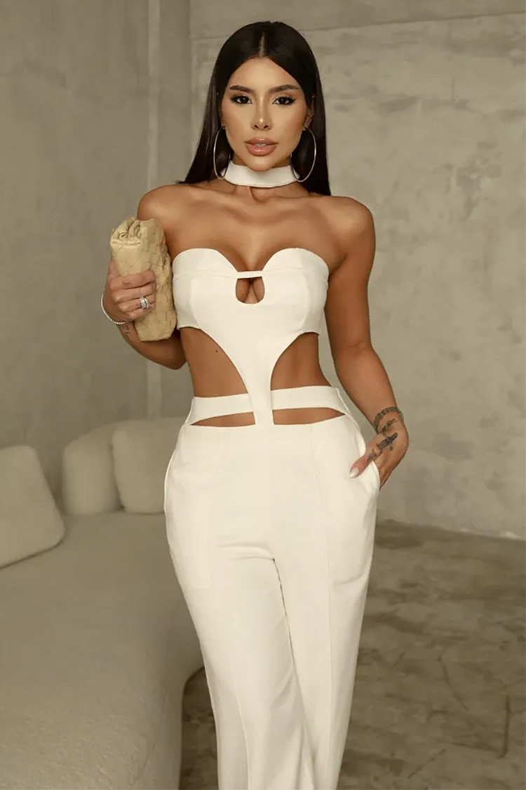 Malia - Cutout Wide Leg Irregular Jumpsuit