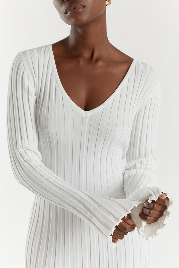 Ashby - V-Neck Sleeved Knit Midi Dress