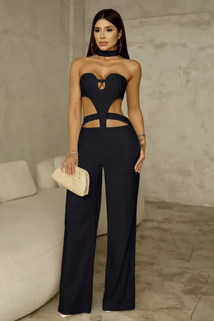 Malia - Cutout Wide Leg Irregular Jumpsuit