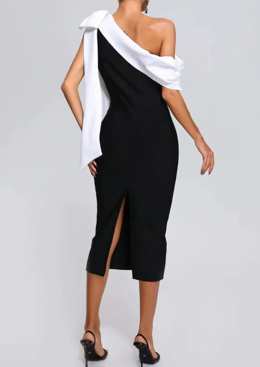 Sonia - One-Shoulder Slit Midi Dress